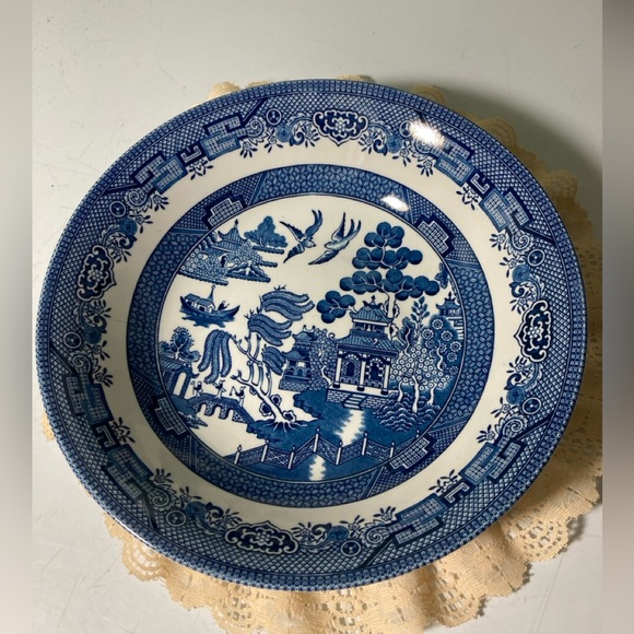 Churchill Other - Vintage Churchill England Blue and White Willow Ware 9” Vegetable Bowl